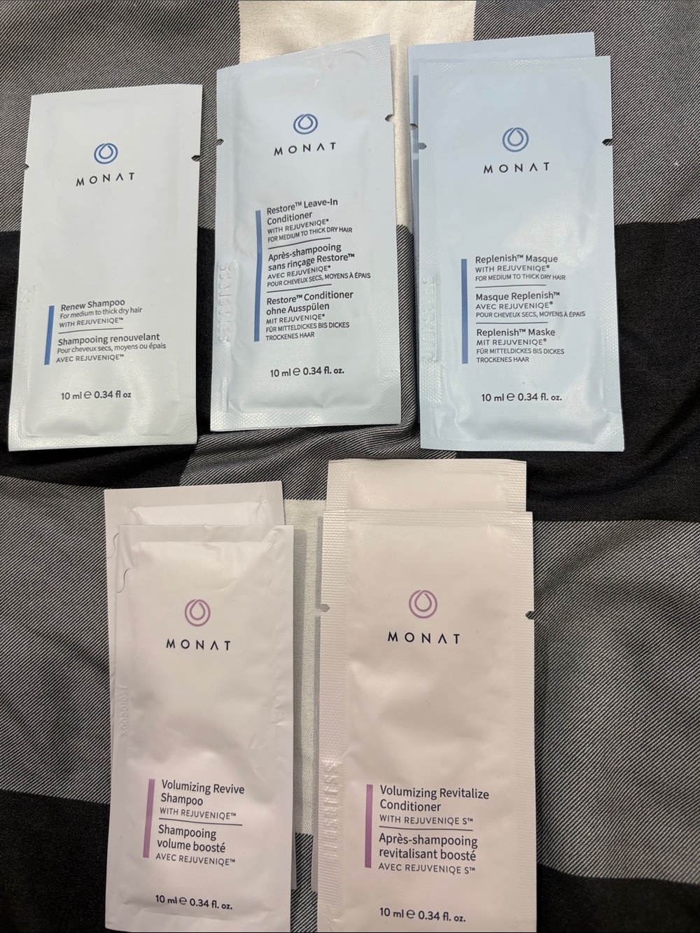Set of 8 MONAT assorted travel size hair products